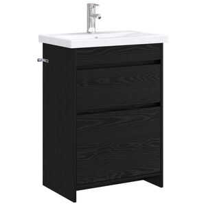 vidaXL Baderomsinnredningssett Svart eik 61 x 40 x 84,5 cm