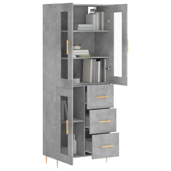 vidaXL Highboard betonggr&aring; 69,5x34x180 cm konstruert tre
