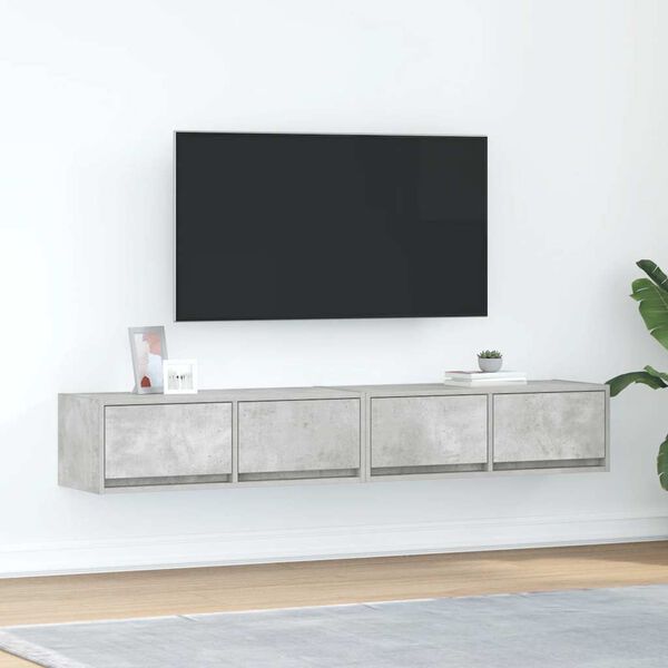 vidaXL TV-benker 2 stk betonggr&aring; 80x31x25,5 cm konstruert tre