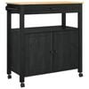 vidaXL Kjøkkenvogn Ensfarget Svart 88,5 x 40 x 48 cm