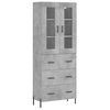 vidaXL Highboard betonggr&aring; 69,5x34x180 cm konstruert tre