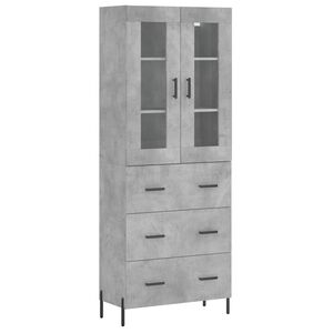 vidaXL Highboard betonggr&aring; 69,5x34x180 cm konstruert tre