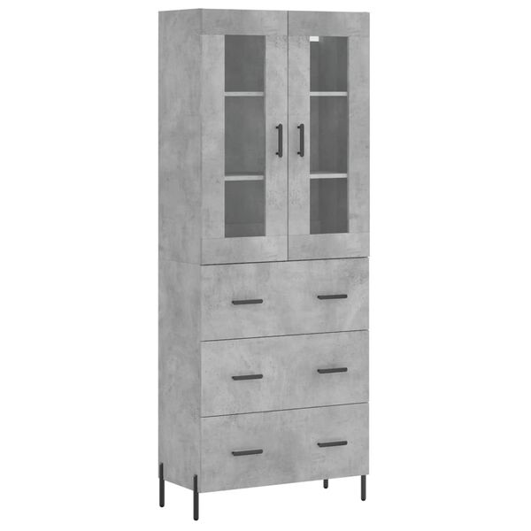 vidaXL Highboard betonggr&aring; 69,5x34x180 cm konstruert tre