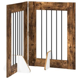 vidaXL Foldbar hundegitter med stativer 2 stk. R&oslash;kt Eik 120,5 cm