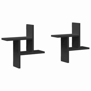 vidaXL Vegghyller 2 stk svart 38x12x38 cm konstruert tre