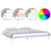 vidaXL Sengeramme med LED hvit 140x190 cm heltre