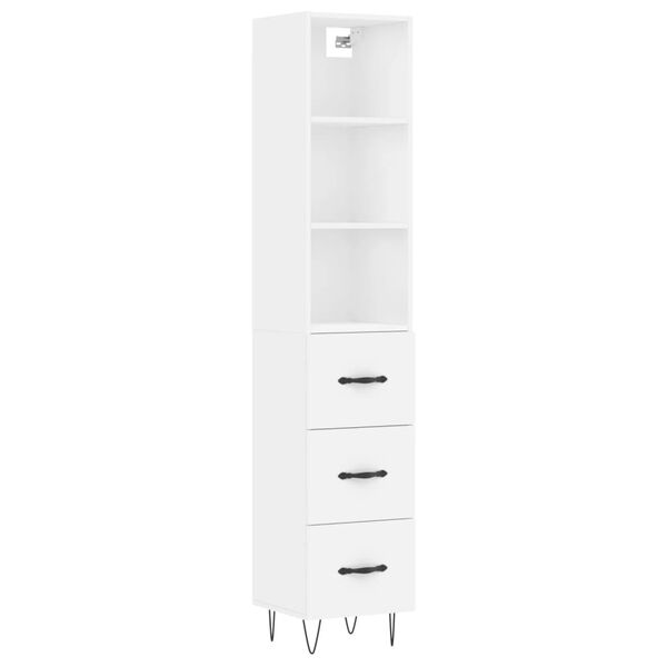vidaXL Highboard hvit 34,5x34x180 cm konstruert tre
