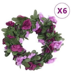vidaXL Blomsterkranser 6 stk v&aring;r lyselilla 250 cm