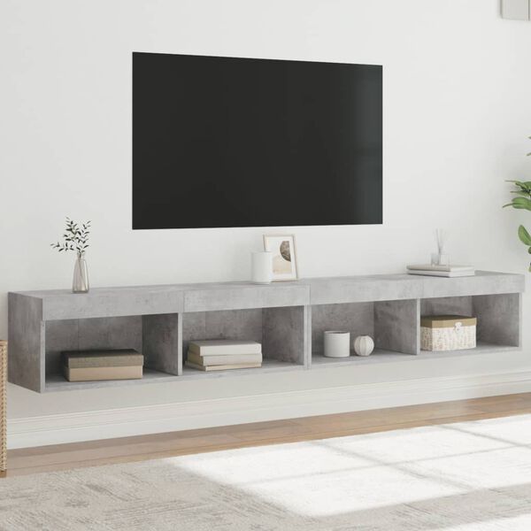 vidaXL TV-benker med LED-lys 2 stk betonggr&aring; 100x30x30 cm