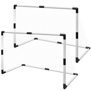 Minifotballm&aring;lsett med stolper og nett 2 stk for barn 91,5x48x61 cm