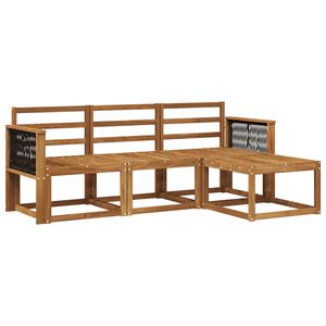 vidaXL Utend&oslash;rs sofa-sett 4 pcs Naturlig Solid akasietre