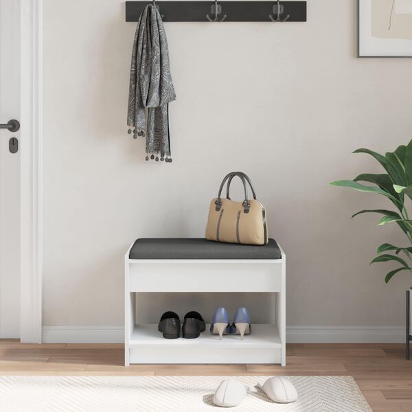 vidaXL Gangbenk Hvit 63 x 38 x 45 cm Konstruert treverk og stoff