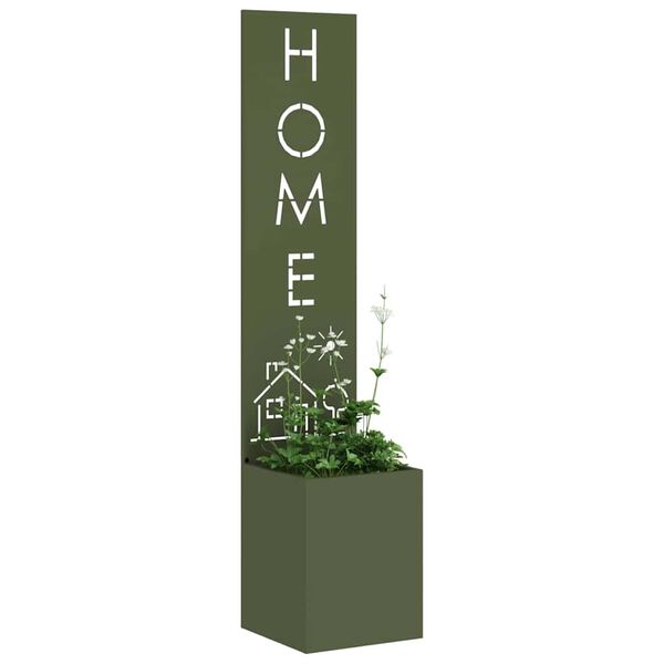 vidaXL Hageprivat skjerm Olivengrønn 32 x 140 cm Kaldvalsestål