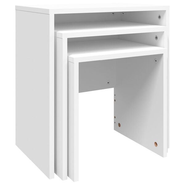 vidaXL Stablebare salongbord 3 stk hvit konstruert tre