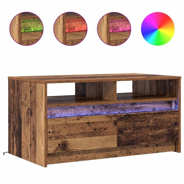 vidaXL Kaffebord med skuff Gammelt tre 90 x 50 x 45 cm Konstruert tre