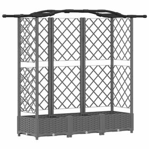 vidaXL Hevet Bed med Trellis og Tak Lysegr&aring; 163 x 40 x 126 cm PP