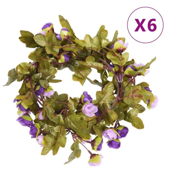 vidaXL Blomsterkranser 6 stk lyselilla 215 cm