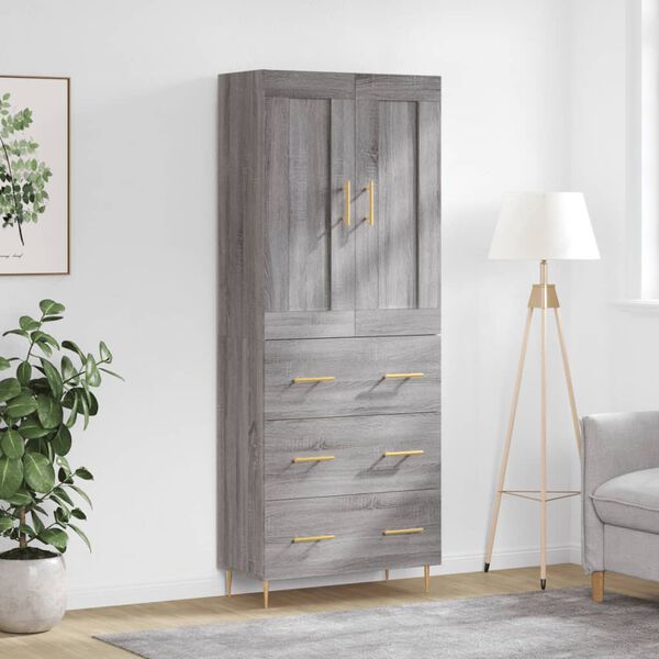 vidaXL Highboard gr&aring; sonoma 69,5x34x180 cm konstruert tre