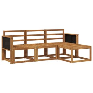 vidaXL Utend&oslash;rs sofa-sett 4 pcs Naturlig Solid akasietre