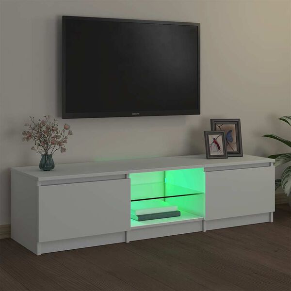 vidaXL TV-benk med LED-lys hvit 140x40x36 cm
