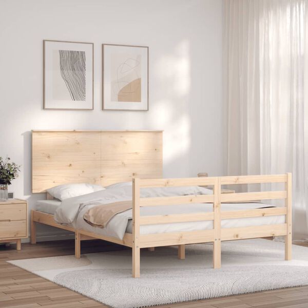 vidaXL Sengeramme med hodegavl 140x190 cm heltre