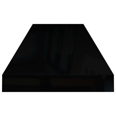 vidaXL Flytende vegghyller 2 stk høyglans svart 80x23,5x3,8 cm MDF