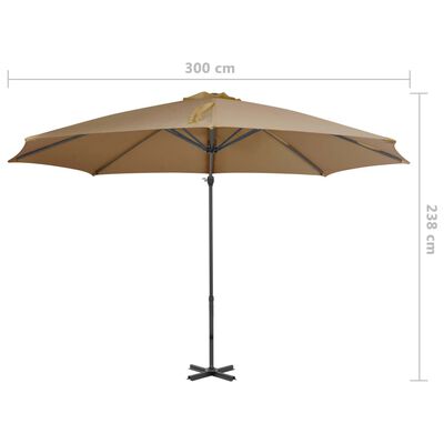 vidaXL Utendørs parasoll med bærbar base gråbrun