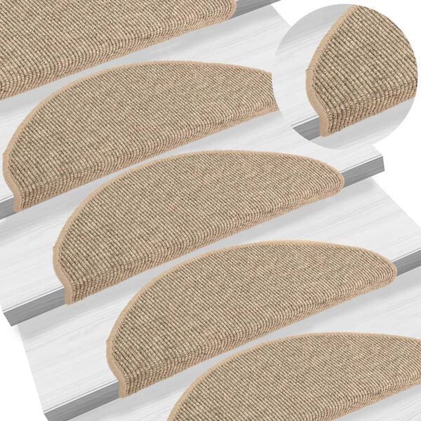 vidaXL Trappematter 15 stk 65x21x4 cm mørk beige halvrund store