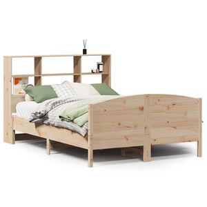 vidaXL Seng med bokhylle uten madrass 150x200 cm heltre furu