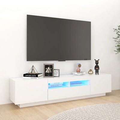 vidaXL TV-benk med LED-lys hvit 180x35x40 cm