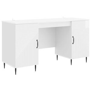 vidaXL Skrivebord H&oslash;gglans hvit 142,5 x 50 x 75 cm Konstruert tre