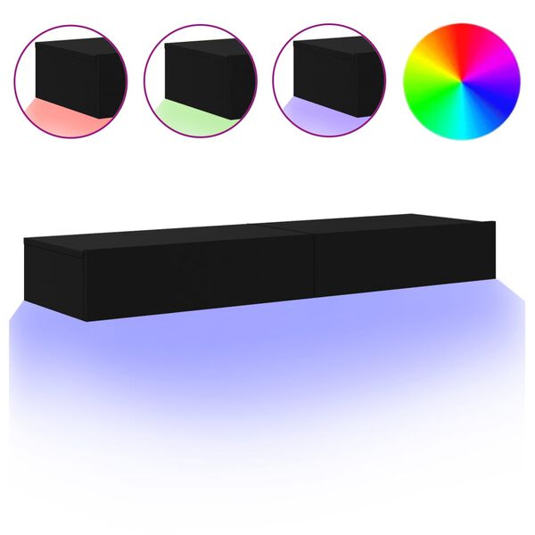 vidaXL TV-benker med LED-lys 2 stk svart 60x35x15,5 cm