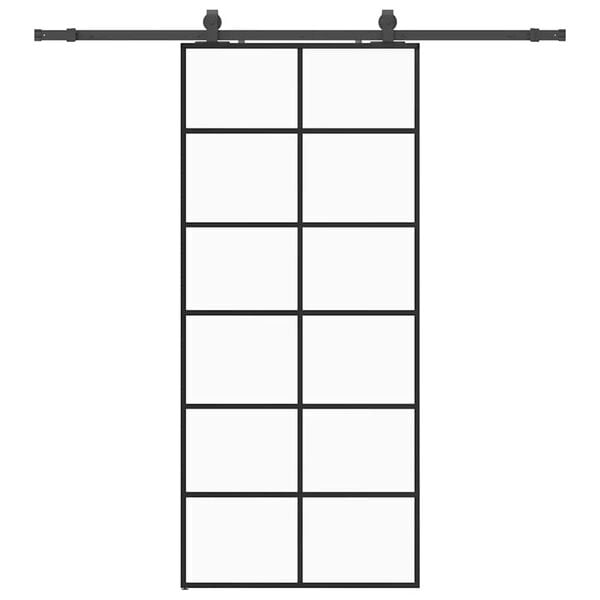 vidaXL Skyved&oslash;r med monteringssett svart 90x205 cm ESG-glass