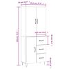 vidaXL Highboard hvit 69,5x34x180 cm konstruert tre