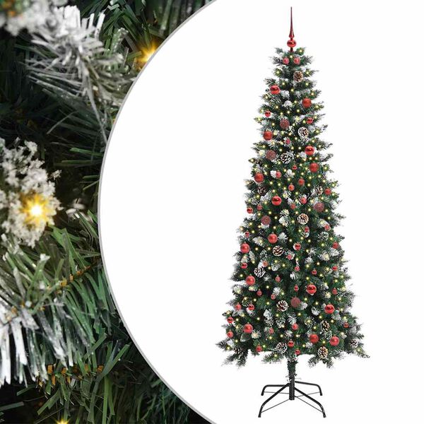 vidaXL Kunstig juletre med 300 LED gr&oslash;nn 210 cm PVC og plast og st&aring;l
