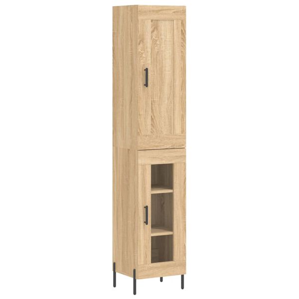 vidaXL Highboard sonoma eik 34,5x34x180 cm konstruert tre