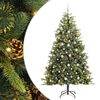 vidaXL Kunstig hengslet juletre med kjegler gr&oslash;nn 210 cm