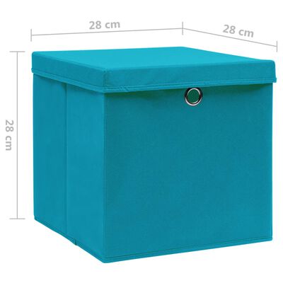 vidaXL Oppbevaringsbokser med deksler 4 stk 28x28x28 cm babyblå