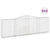 vidaXL Gabionkurver buede 15 stk 400x30x120/140 cm galvanisert jern