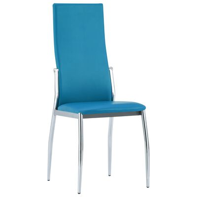 vidaXL Spisestoler 4 stk blå kunstig skinn