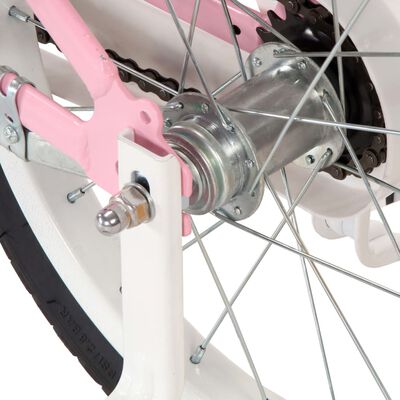 vidaXL Barnesykkel med bagasjebrett foran 12 tommer hvit og rosa