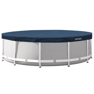 INTEX Bassengdeksel INTEX &Oslash;366 x 20 cm Rund PVC og PET M&oslash;rk bl&aring; og gr&aring;
