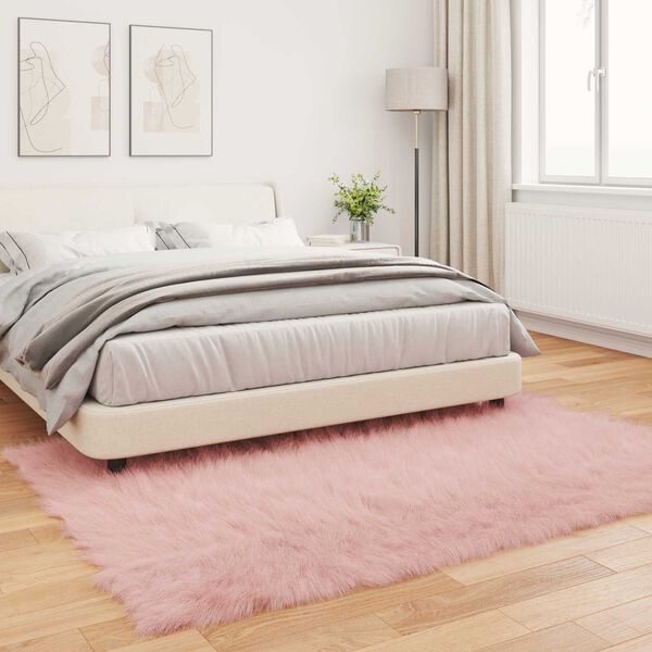 vidaXL Faux Skinnmatte Tafalla Rosa 140 x 200 cm Polyester