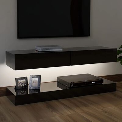vidaXL TV-benk med LED-lys høyglans svart 120x35 cm