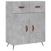 vidaXL Highboard betonggr&aring; 69,5x34x180 cm konstruert tre