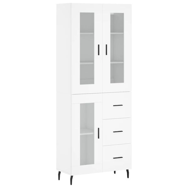 vidaXL Highboard hvit 69,5x34x180 cm konstruert tre