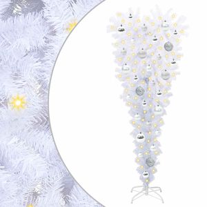 vidaXL Kunstig juletre med 150 LED med stativ Hvit 120 cm PVC og St&aring;l