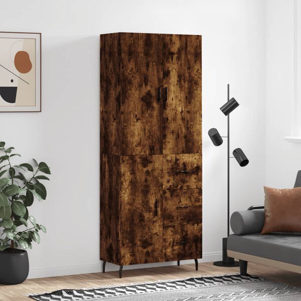 vidaXL Highboard r&oslash;kt eik 69,5x34x180 cm konstruert tre