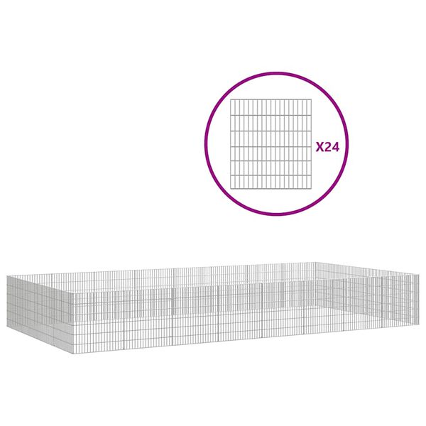 vidaXL Dyregrind 24 paneler 54x60 cm galvanisert jern