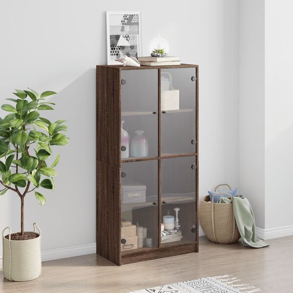 vidaXL Highboard med d&oslash;rer brun eik 68x37x142 cm konstruert tre